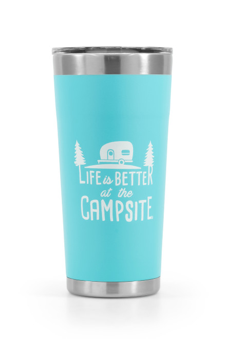Camco Life is Better at The Campsite 20 oz. Stainless Steel Tumbler, Cool Blue 53057