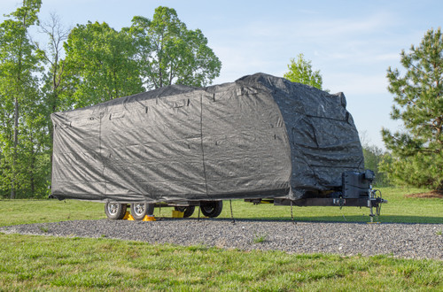 Camco Premium RV Cover, Travel Trailer, 31-Feet, 6-Inches to 34-Feet, RV Pattern Design 56390