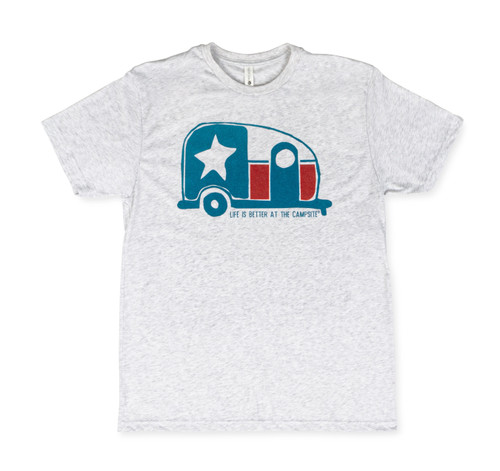 LIBATC, Shirt, Heather White, Texas Flag Camper, XL 53393