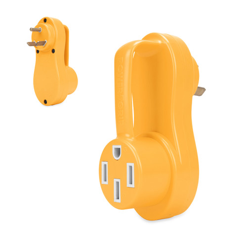 Camco Power Grip Electrical Offset Adapter - 30 amp to 50 amp RV Power Adapter - Offset Design to Relieve Cord Stress (55133) 55133
