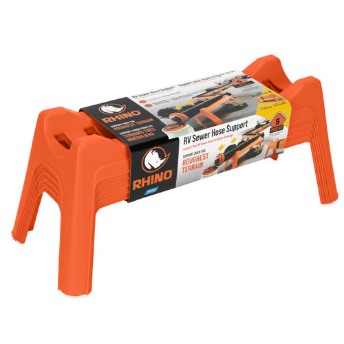 Camco Rhino Camper/RV Sewer Hose Support Kit – Effortless Drainage Over Uneven Terrain – Nesting Design for Easy RV Storage – Includes Five Support Sections 43072