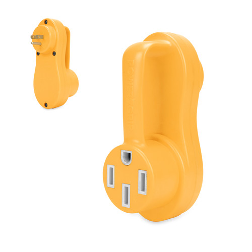 Camco Power Grip Electrical Offset Adapter - 15 amp to 50 amp RV Power Adapter - Offset Design to Relieve Cord Stress (55137) 55137