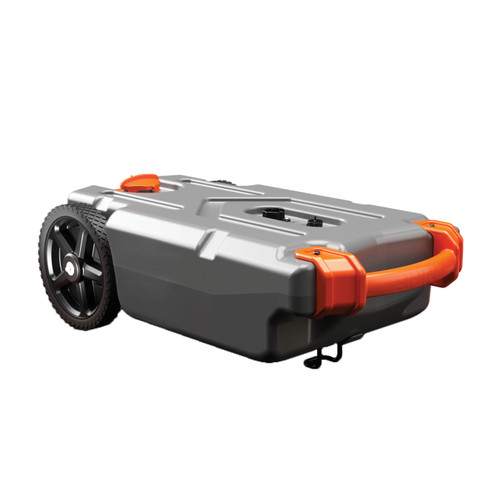Camco Rhino Camper/RV Portable Waste Tank – 21-Gallon – Large, Heavy-Duty No-Flat Wheels – Includes Removable Steel Tow Adapter, 3' RV Sewer Hose, & More RV Accessories 39002