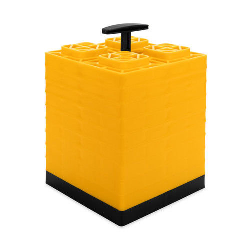 Camco FasTen RV Leveling Blocks, Heavy-Duty RV Leveling System Keeps Your RV Level, Includes T-Handle For Simple Carrying, 2x2, Pack of 10 RV Blocks, Yellow 44514
