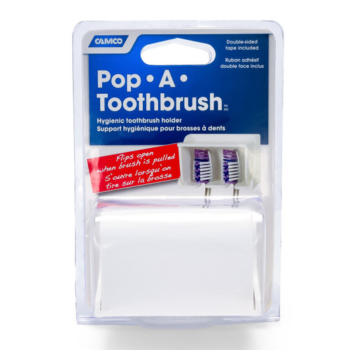Camco Pop-A-Toothbrush, Hygienic RV Toothbrush Holder, White 57203