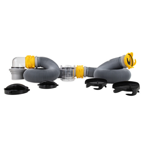 Camco Deluxe Sewer Hose Kit — Ready-to-Use 20' RV Sewer Hose Kit — Includes Bonus Clear Extender and RV Sewer Caps for Storage 39658