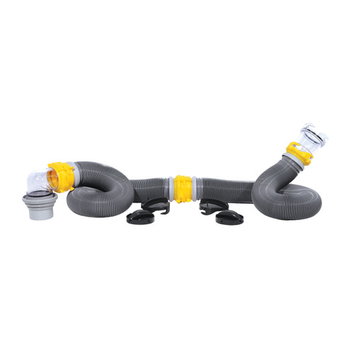 Camco Deluxe Sewer Hose Kit — Ready-to-Use 20' RV Sewer Hose Kit — Includes Bonus Clear Extender and RV Sewer Caps for Storage 39658