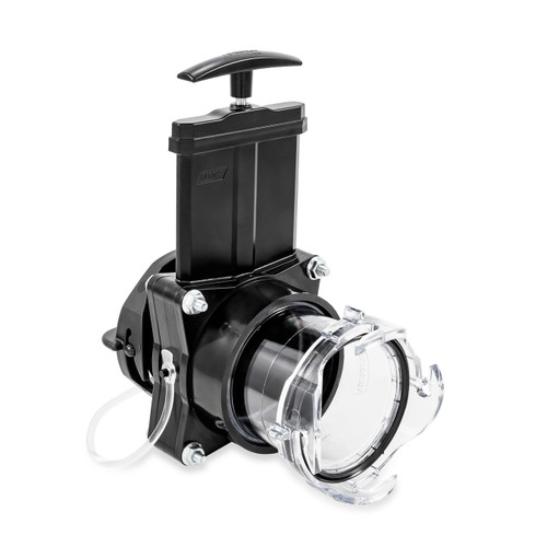 Camco RV Gate Valve with Built-in Clear Adapter and Cap — Fits all Standard 3" Sewer Hose Fittings — Ready to Use Camper Accessory 39053