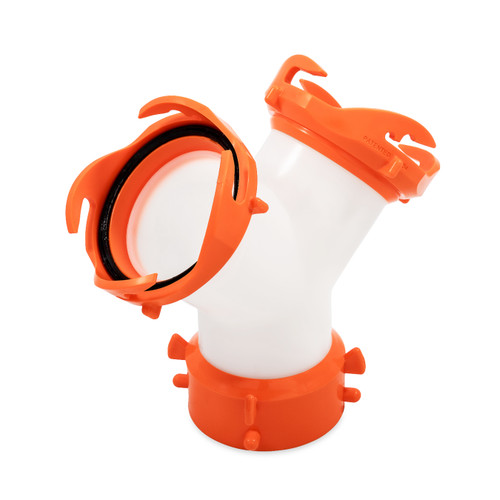 Camco Rhino Camper/RV Wye Sewer Hose Fitting — Features 360-Degree Swivel Ends & Built-In Gaskets for Odor-Tight Connections — Allows for Two RV Sewer Hoses to Connect to the Same Dump Station 39812