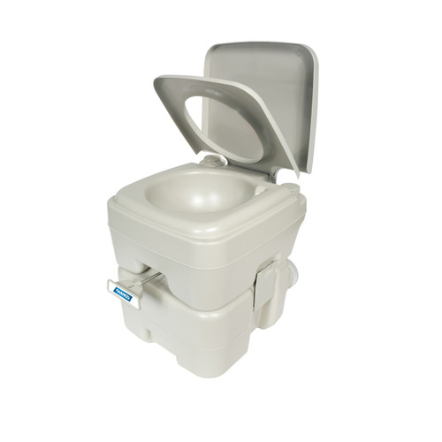 Camco 5.3-Gallon Portable Travel Toilet — Features Detachable Holding Tank w/Sealing Slide Valve & Bellow-Type Flush — Easy Transport w/Compact Lightweight Design & Carry Handle 41541