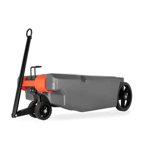 Camco Rhino Camper/RV Portable Waste Tank – 36-Gallon – Features Steerable No-Flat Front Wheels & Built-In Gate Valve – Includes Removable 24" Tow Bar, 3' RV Sewer Hose, & More RV Accessories 39007
