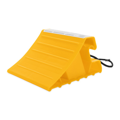 Camco Super RV Wheel Chock with Rope, For Tires Up to 29", Keeps Your Trailer Securely In-Place for Easy Re-Hitching, Included Rope Provides Safe & Simple Removal from the Wheel, Made in the USA 44475