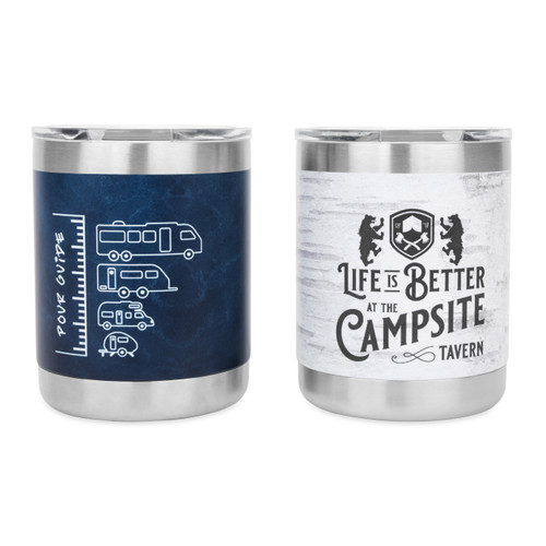 Camco Life is Better at the Campsite Lowball Whiskey Tumblers- 12 oz., 2-Pack 53328