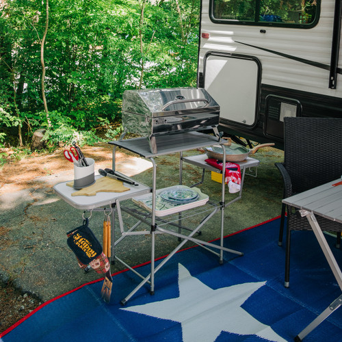 Mobilier De Camping Vango Bistro DLX Foldable Camping Kitchen Silver Meuble Pour Bouteille De Gaz