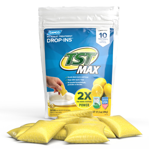 TST MAX RV Toilet Treatment Drop-INs, Lemon Scent, 10-Count 41573