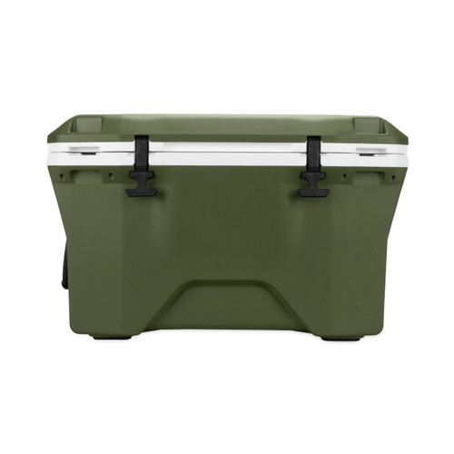 Camco Currituck 30-Quart Premium Cooler & Ice Chest | Features Ice Retention Up to 10 Days, Holds Up to 28 Cans and More, and has Slots for Camping Accessories and Fishing Gear | Gator Bone (51719) 51719
