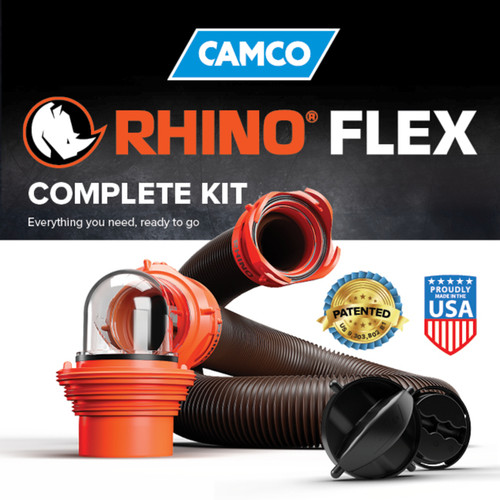 Camco RhinoFLEX 15' Camper/RV Sewer Hose Kit with 4-in-1 Adapter