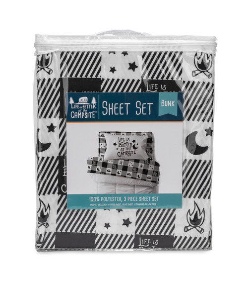 Camco Life is Better at the Campsite Bed Sheet Set, Bunk, Buffalo Plaid 53475
