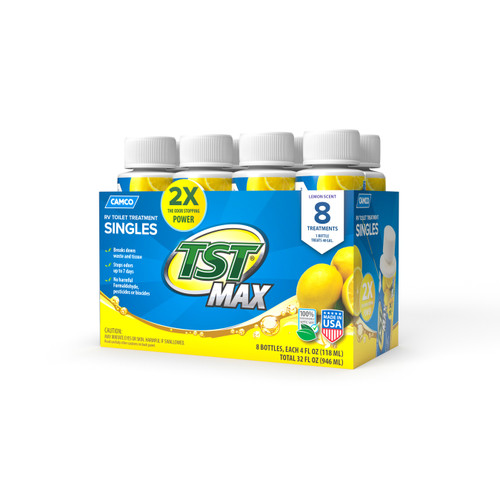 TST MAX RV Toilet Treatment Singles, Lemon, (8) 4 oz. Bottles 41571