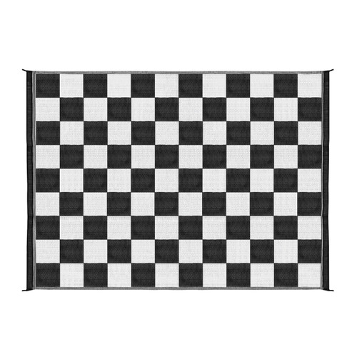 Outdoor Mat - 9' x 12' Checkered, Black/White (E/F) 42827
