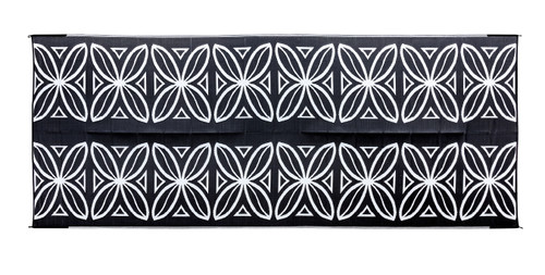 Outdoor Mat - 8' x 20' Botanical, Charcoal/White (E/F) 42833