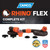 Camco RhinoFLEX 20' Camper/RV Sewer Hose Kit — Includes 4-in-1 Adapter, Clear Elbow, & Caps — Connects to 3″ Slip & 3″, 3 1/2″, 4″ NPT Threaded Sewer Connections 39741