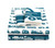 LIBATC, Sheets Blue/White RV Pattern, Short Queen 53298