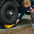 Camco Curved Camper/RV Leveler & RV Wheel Chock — Heavy-Duty Honeycomb Design — Includes Non-Slip Rubber Grippers on Wheel Chock — Compatible w/Trailers Up to 30,000 lb — 1-Pack 44423