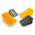 Camco Curved Camper/RV Levelers & RV Wheel Chocks — Heavy-Duty Honeycomb Design — Includes Non-Slip Rubber Grippers on Wheel Chock — Compatible w/Trailers Up to 30,000 lb — 2-Pack 44425