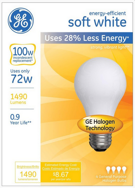 Energy Efficient Halogen Bulb - 72 watt/100 watt - Soft White