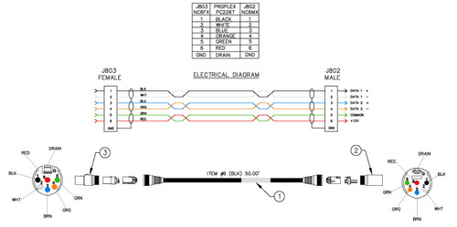 50' RFU/LINK EXT M-F CABLE