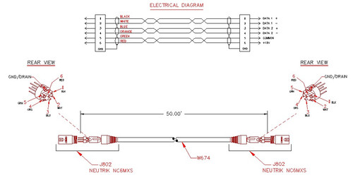 50' RFU/LINK EXTENSION M/M CBL