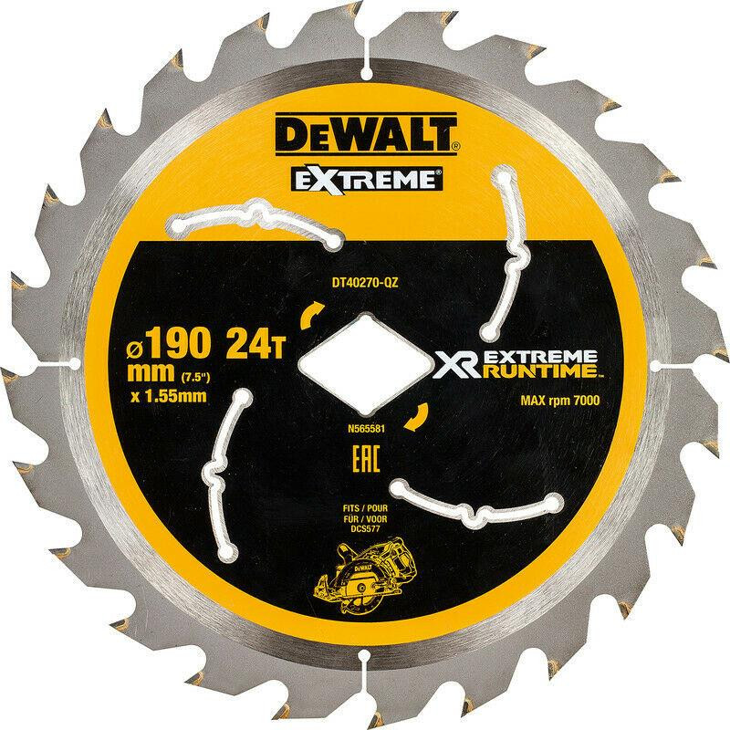 DeWalt DT40270 XR Flexvolt Extreme Runtime Circular Saw Blade 190mm x 24T DCS577