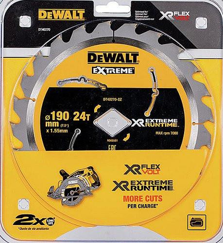 DeWalt DT40270 XR Flexvolt Extreme Runtime Circular Saw Blade 190mm x 24T DCS577