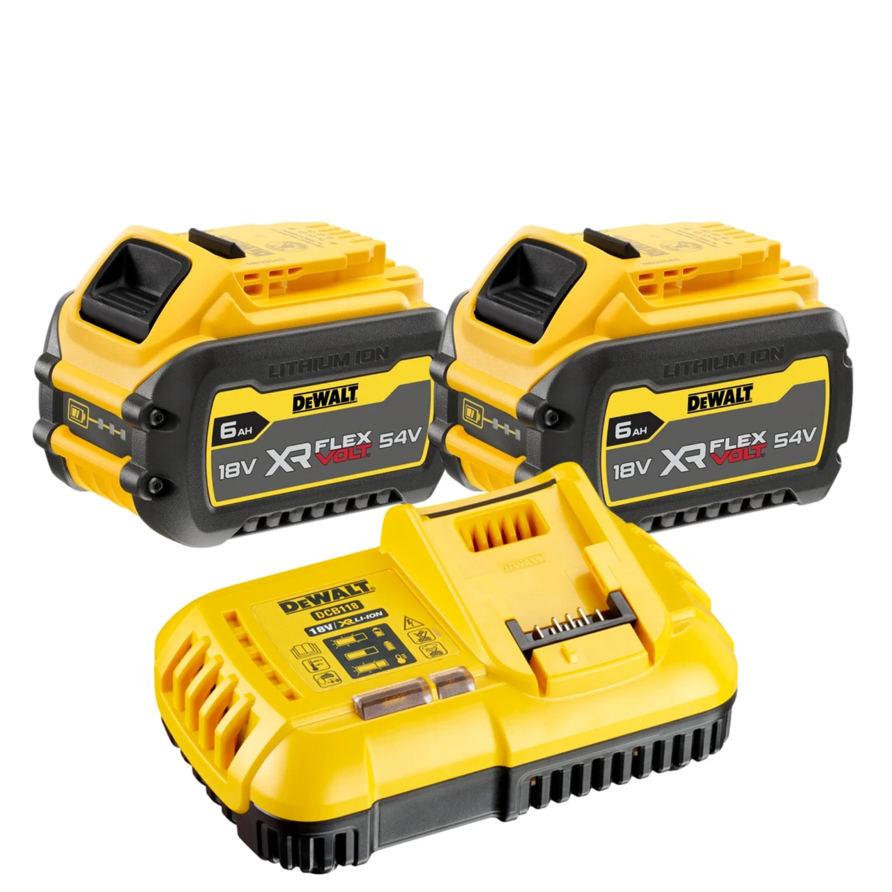 Dewalt 2 x DCB546 54V XR Flexvolt 6.0Ah Batteries + DCB118 XR Fast Charger