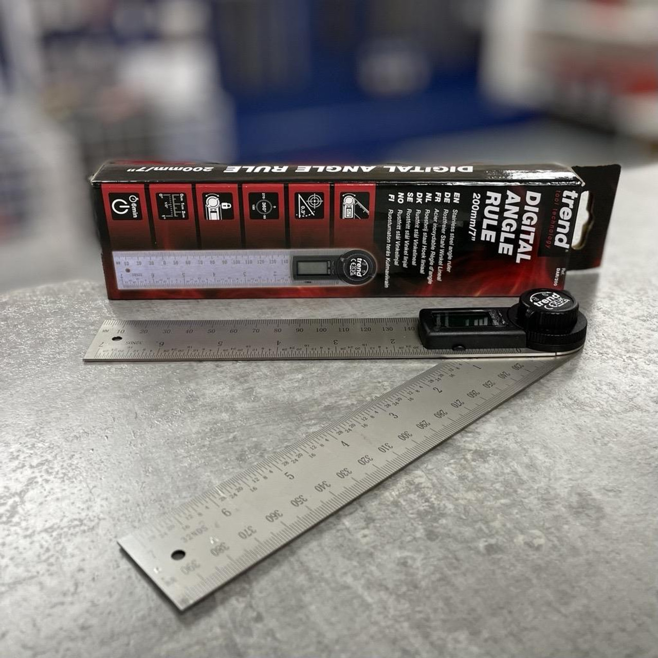 Trend DAR/200 200mm Digital Angle Ruler, Internal and External Angle Finder
