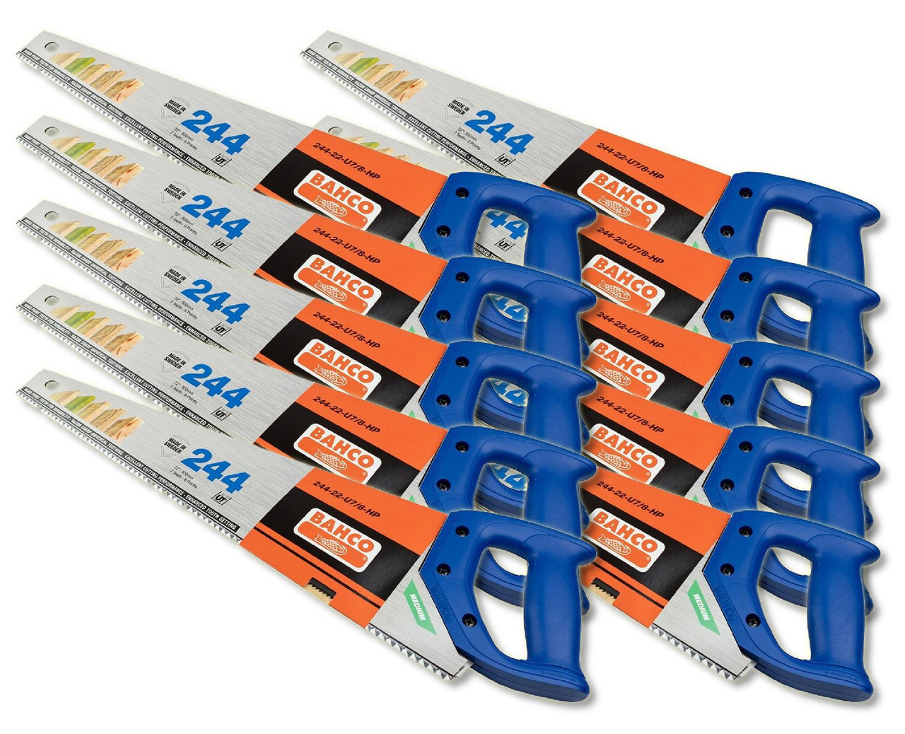 10 x Bahco 244-22-U7/8-HP 22" Universal Tooth Hardpoint Hand Saw 7TPI