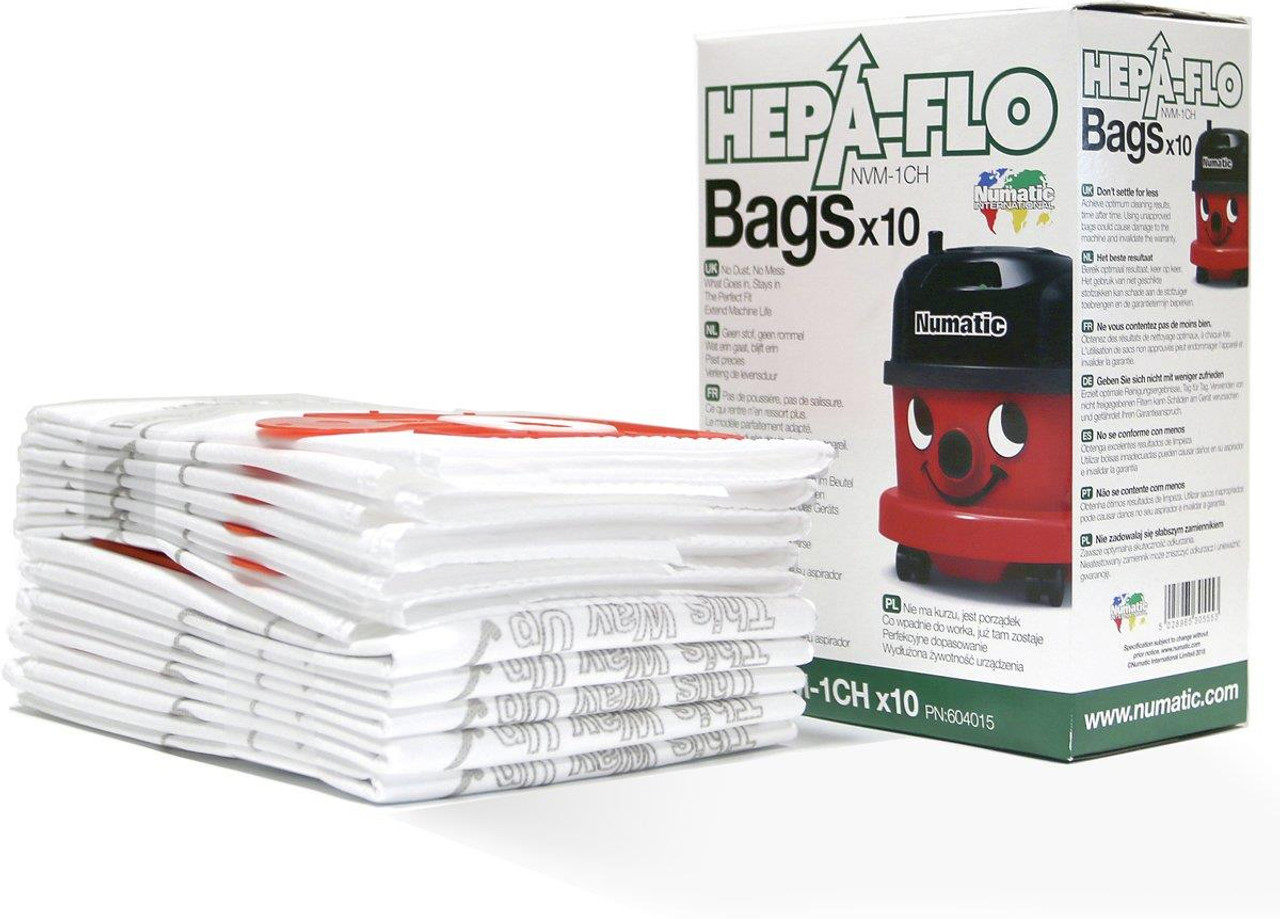 Genuine 10 x Pack Numatic Hepa-Flo Hoover Vacuum Bags Henry Hetty James NVM-1CH