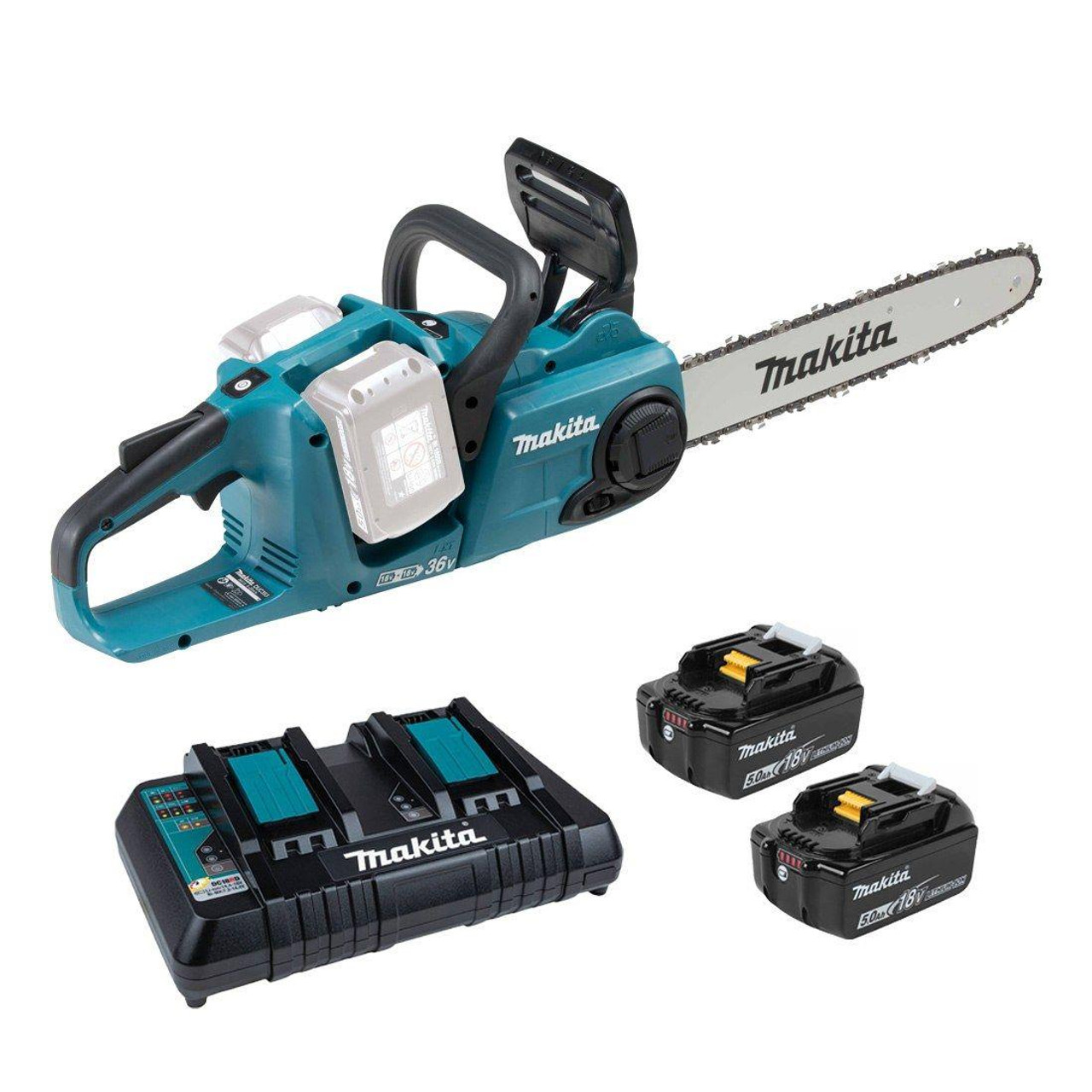 Makita DUC353PT2 36V (Twin 18V) Cordless Brushless 350mm Chainsaw (2 X 5.0AH)