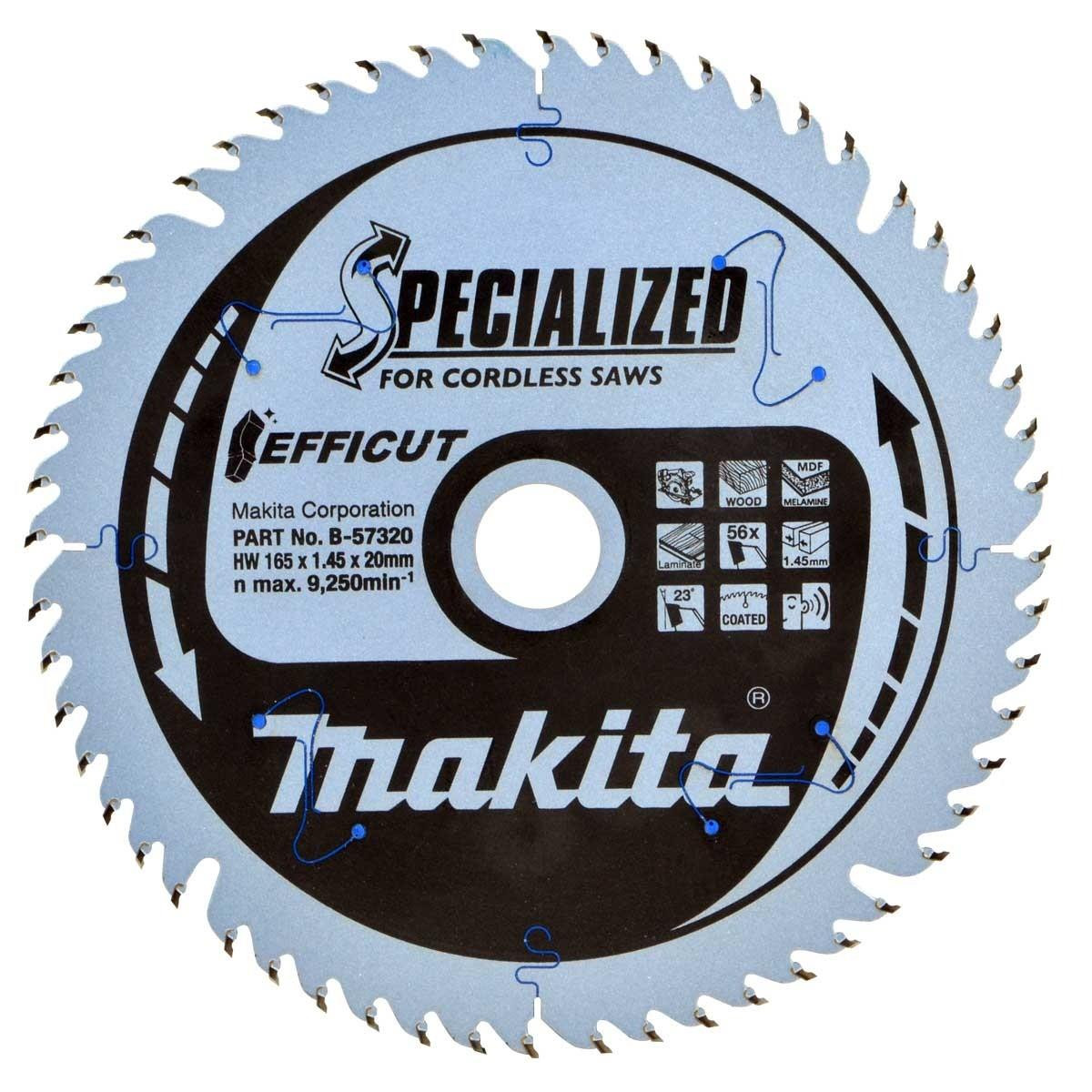 Makita B-57320 Specialized Plunge Saw Blade for Wood MDF Laminate 56T 165x20mm
