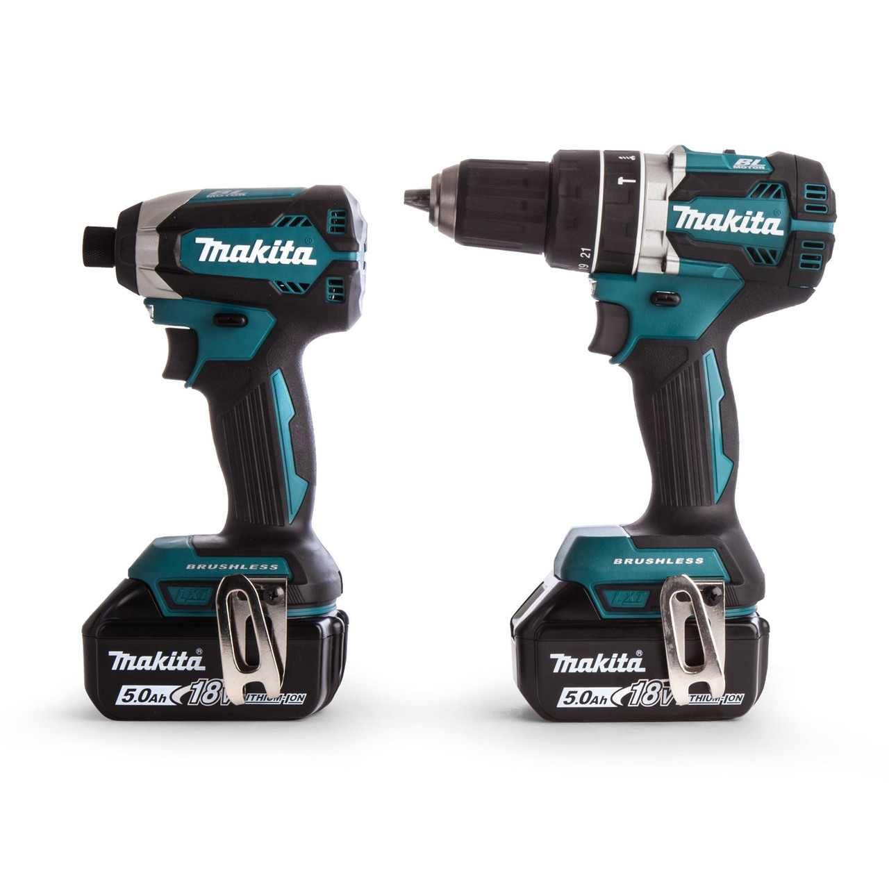 Makita DLX2180TJ Cordless Twin Pack Brushless Kit DHP484 Combi Drill DTD153 Impact Driver 18V (2 x 5.0Ah Batteries)