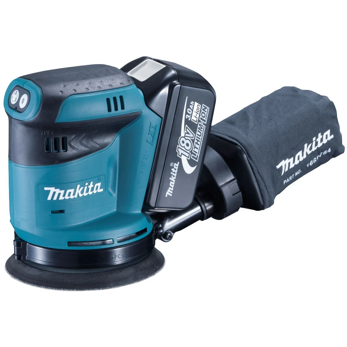 Makita DBO180RFE 18v LXT Cordless li-ion 125mm Random Orbit Sander (2 X 3.0Ah Battery)