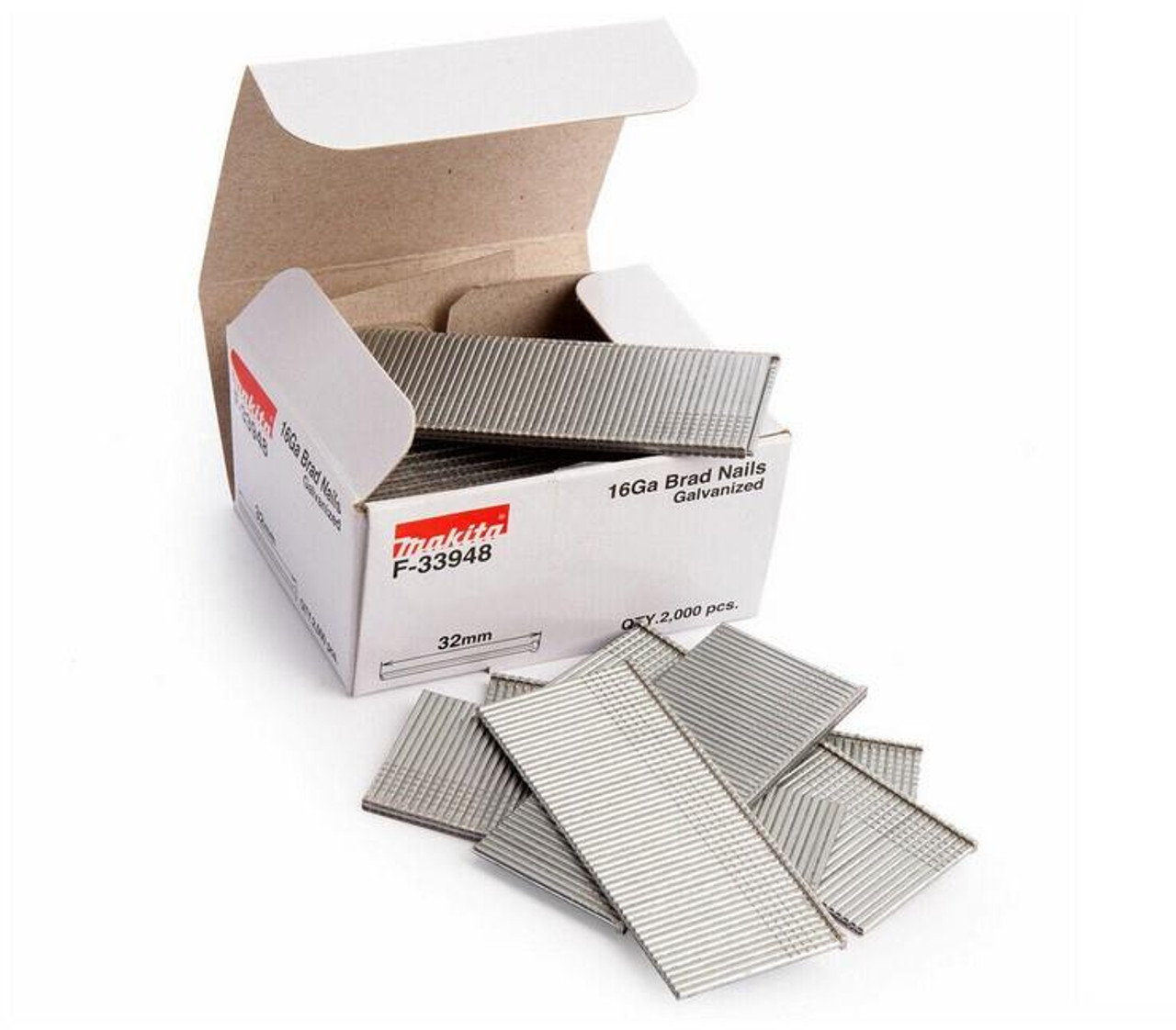 Makita F-33948 1mm X 32mm Galvanised 16 Gauge Brads 2000 Pieces DBN600 AF601