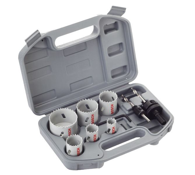 Bosch 9 Piece HSS Bimetal Electricians Holesaw Set - 20mm - 64mm & HSS Pilot