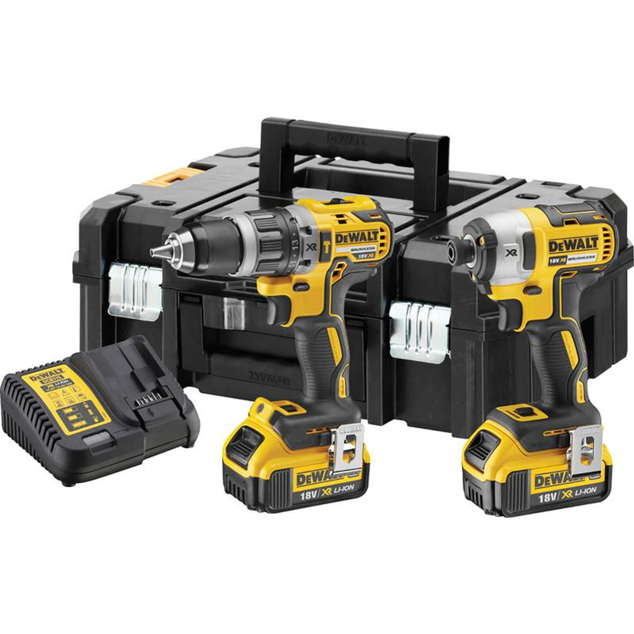 Dewalt DCK266M2T Combi Drill and Impact Driver XR 18V Brushless Kit in TSTAK Box (2 x 4.0Ah Batteries)