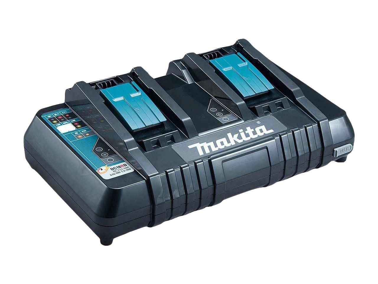Makita DC18RD Dual Port Charger with 2 x BL1850B 5.0ah Li-Ion Batteries in Bag