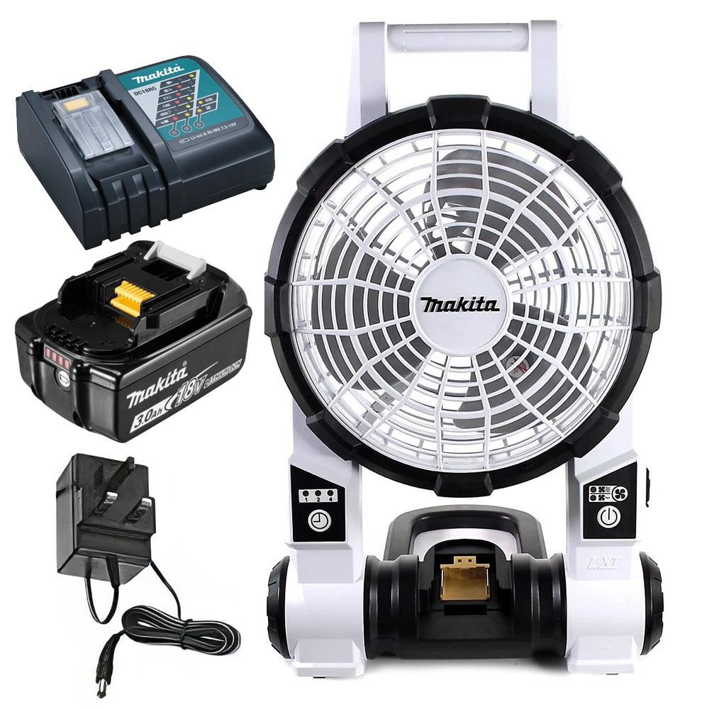Makita DCF201ZW 14 - 18v LXT Cordless Portable Fan (White) with Battery and Charger