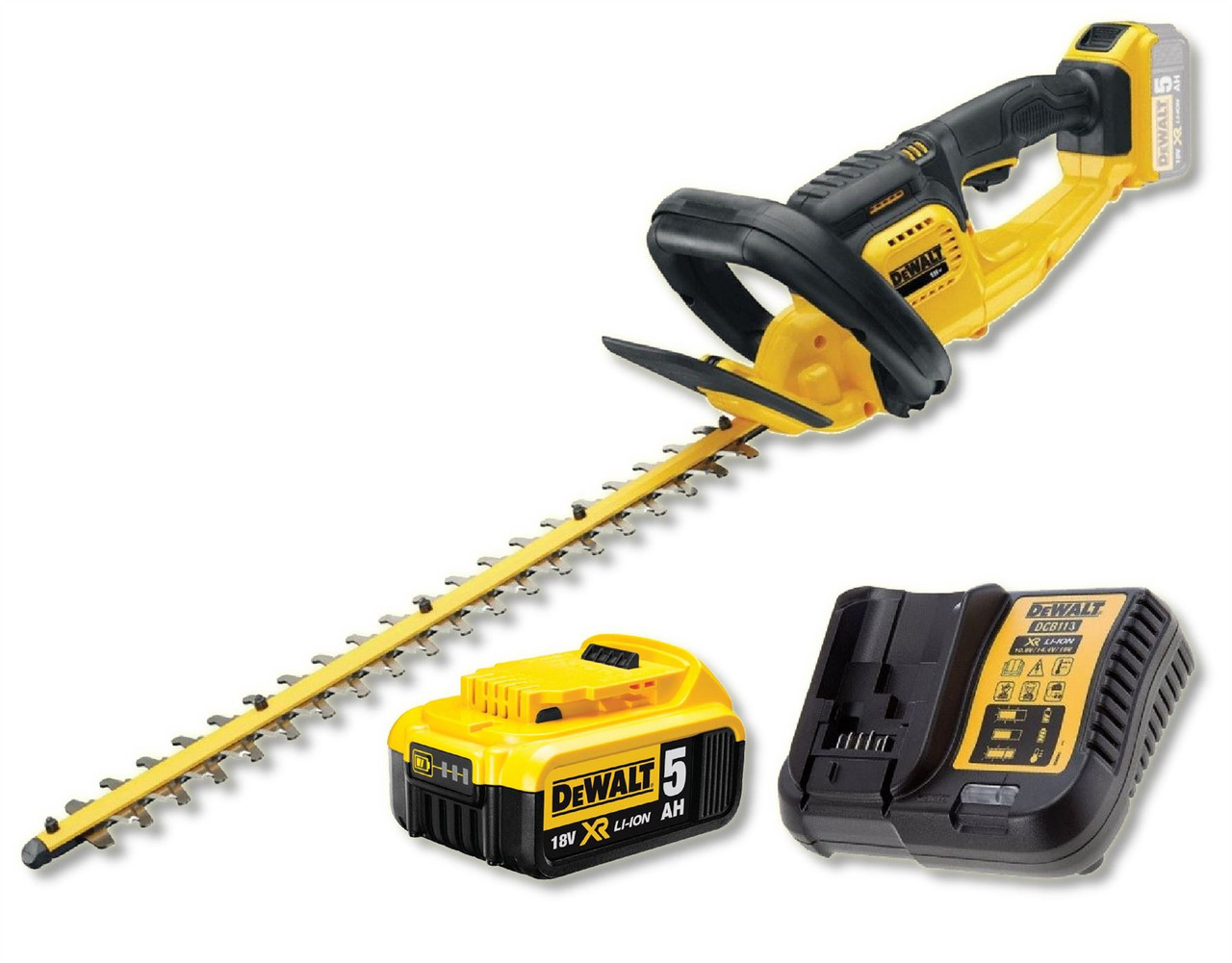 DeWalt DCM563P1 18V Hedge Trimmer with 1 x 5.0ah Battery and Charger