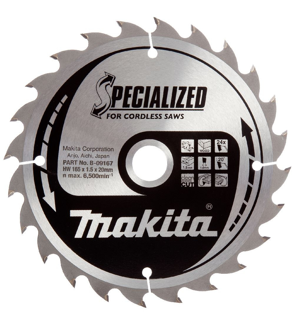 Makita B-09167 Specialized Circular Saw Blade 165 x 20 x 24T DSS610 DSS611