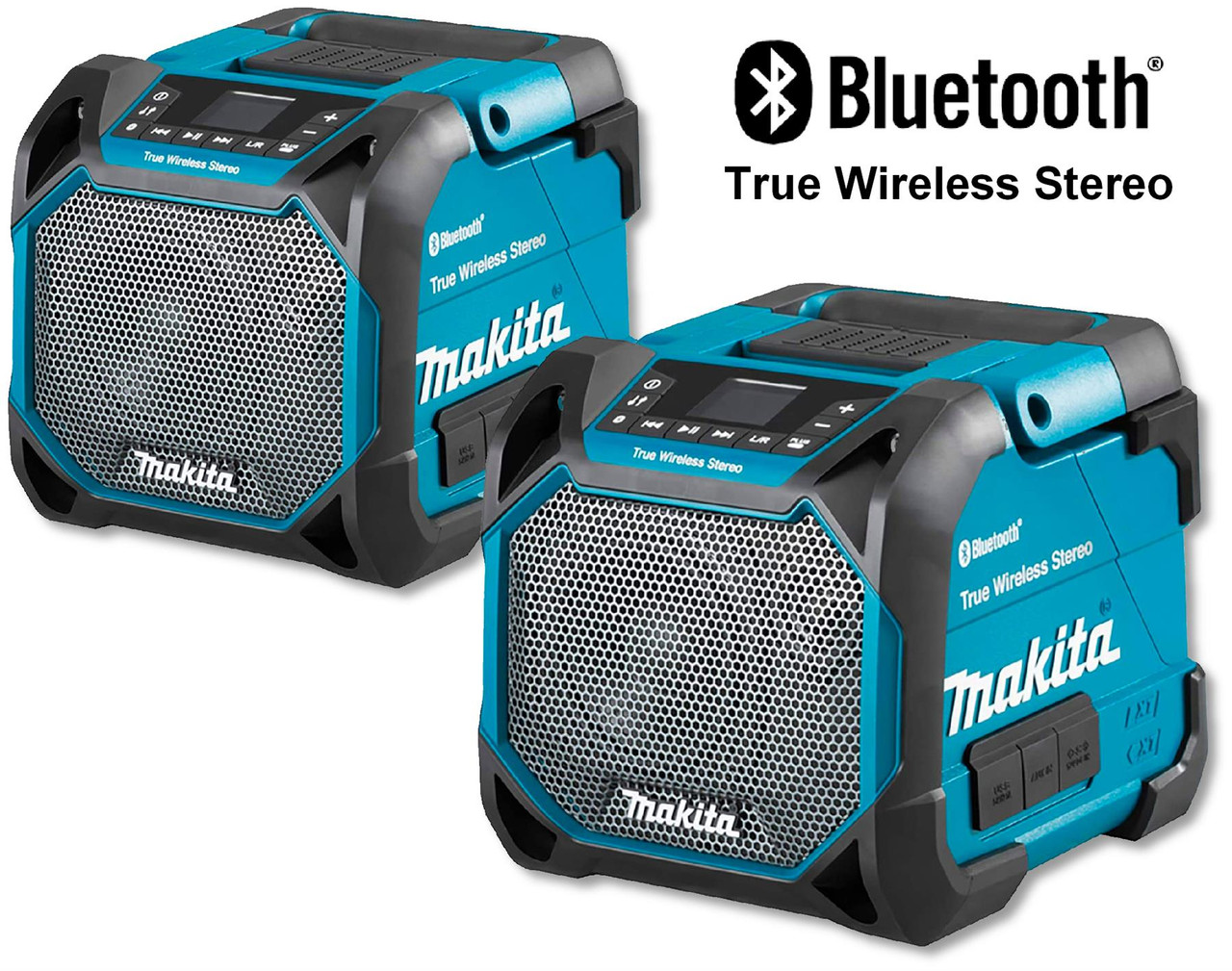 2 x Makita DMR203 18v Bluetooth True Wireless Stereo Jobsite Speaker Bare Unit